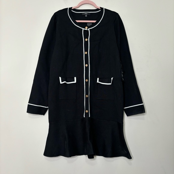 Lulu’s Upscale Personality Black Knit Cardigan Long Sleeve Mini Dress nwt M - Picture 2 of 6